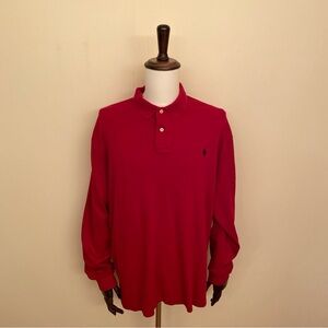 Polo Ralph Lauren Mens XL Red Pullover Black Pony  Cotton Vintage